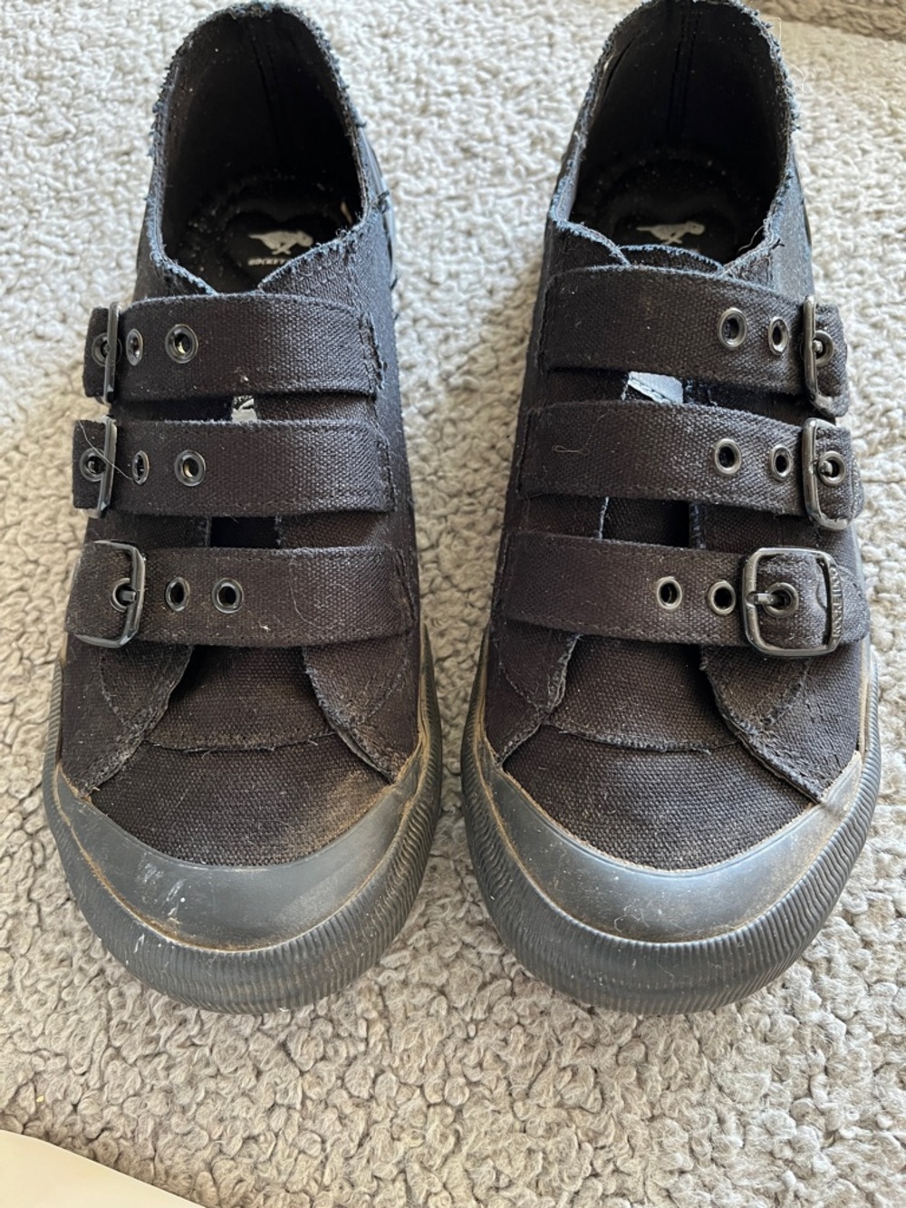 Rocket Dog Black Canvas Triple-Buckle Kids Sneakers